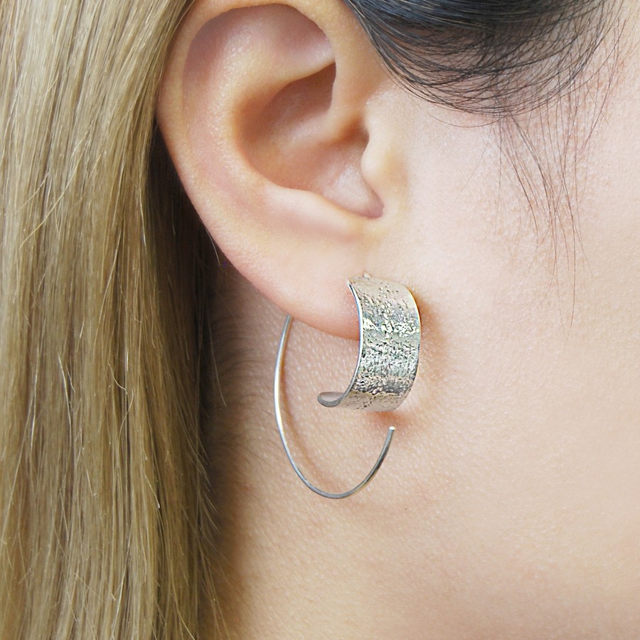 Textured Hoop Earrings In Sterling Silver Reppin Jones Jewellers Textured Hoop Earrings In Sterling Silver